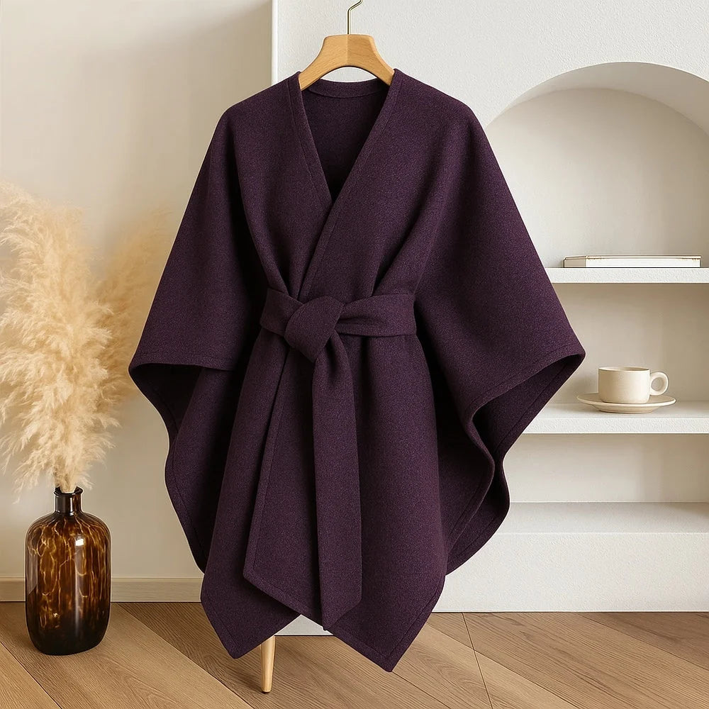 Aspen | Poncho with Deep V-Neck and Asymmetrical Hem