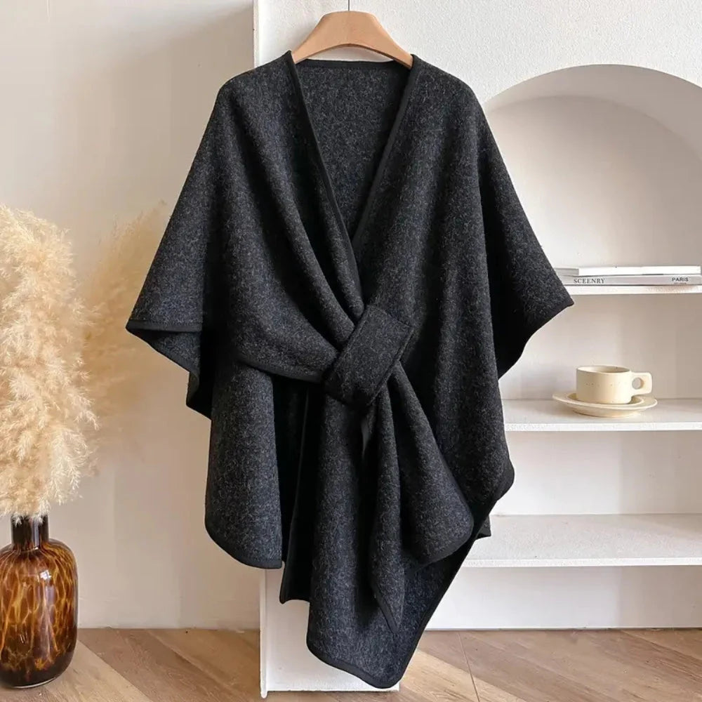 Aspen | Poncho with Deep V-Neck and Asymmetrical Hem