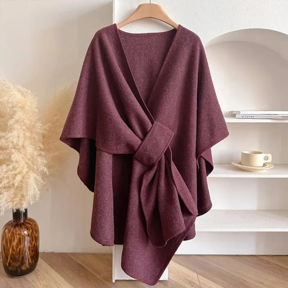 Aspen | Poncho with Deep V-Neck and Asymmetrical Hem