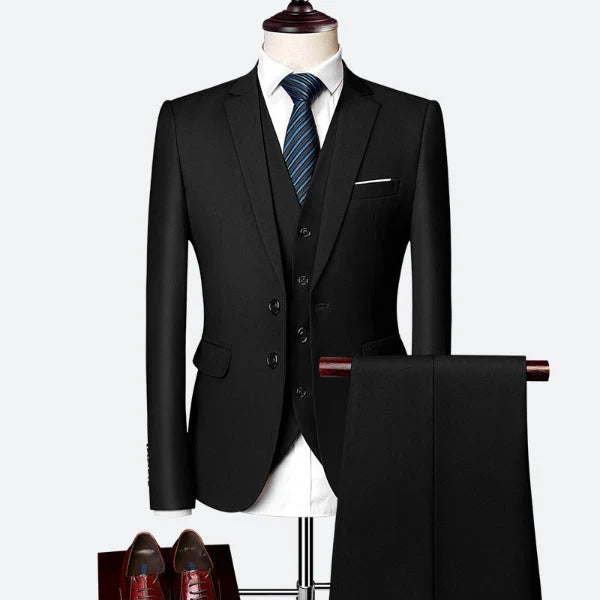 Carter | Three-Piece Suit with Vest and Creased Pants