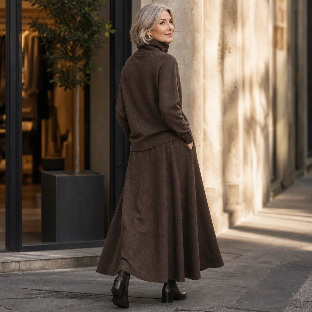 Lila | Turtleneck and Maxi Skirt Set in Fleece Knit