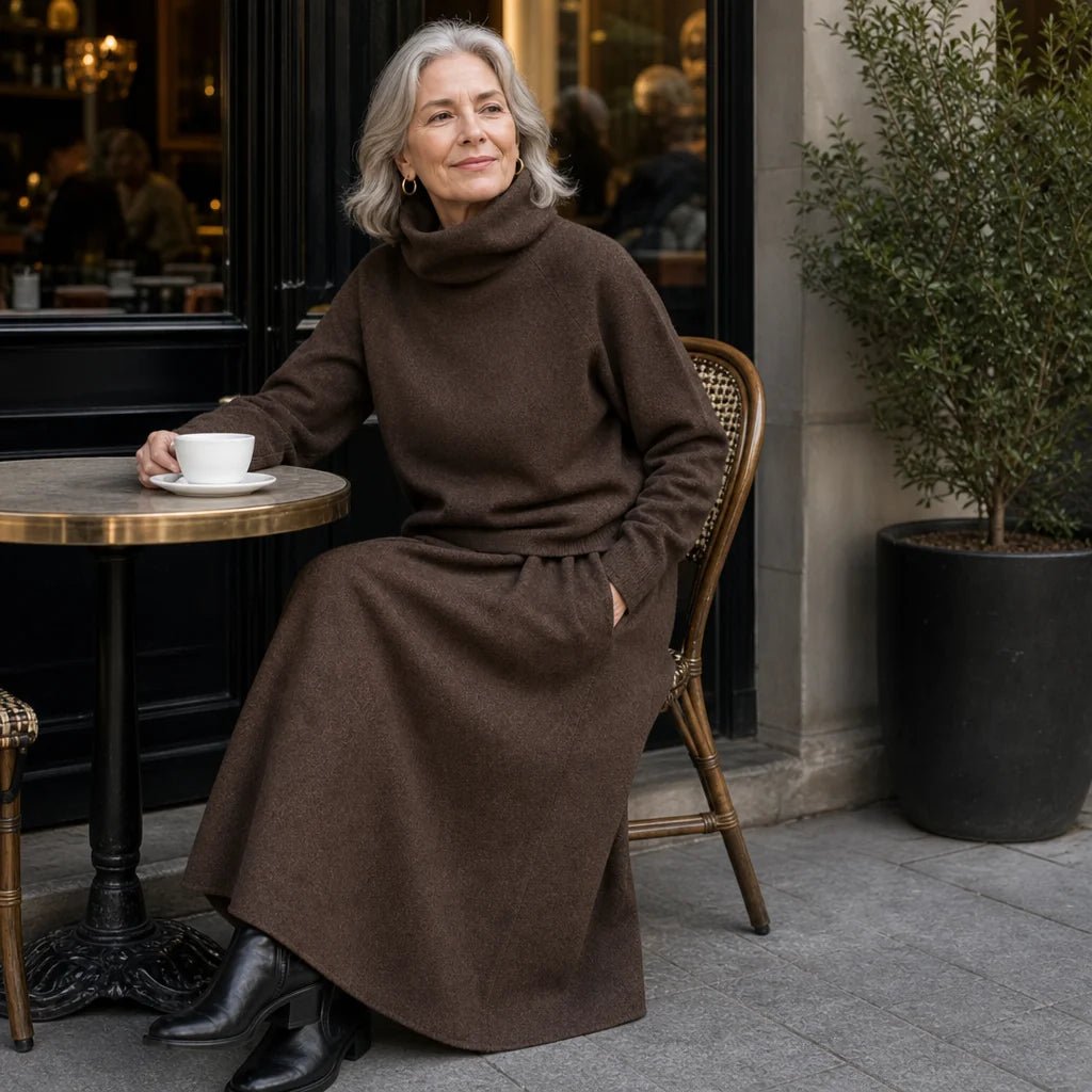 Lila | Turtleneck and Maxi Skirt Set in Fleece Knit