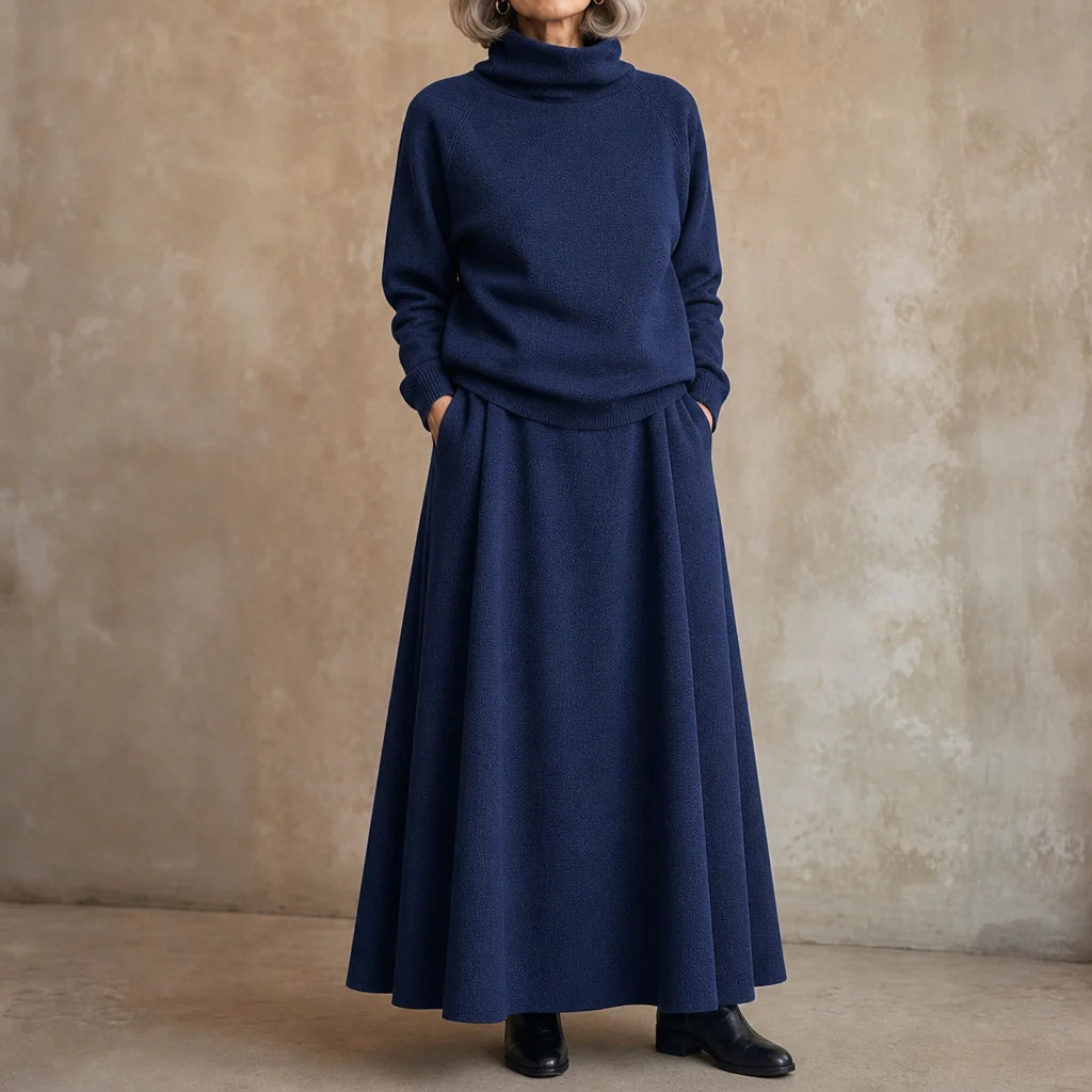 Lila | Turtleneck and Maxi Skirt Set in Fleece Knit