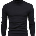 Højhalset klassisk sweater i sort med ribkant ved hals og ærmer