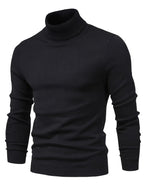 Højhalset klassisk sweater i sort med tætsiddende pasform og ribkant ved halsen