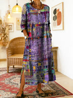 Brynlee | Patchwork Print Maxi Dress with Side Slit