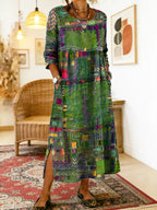 Brynlee | Patchwork Print Maxi Dress with Side Slit