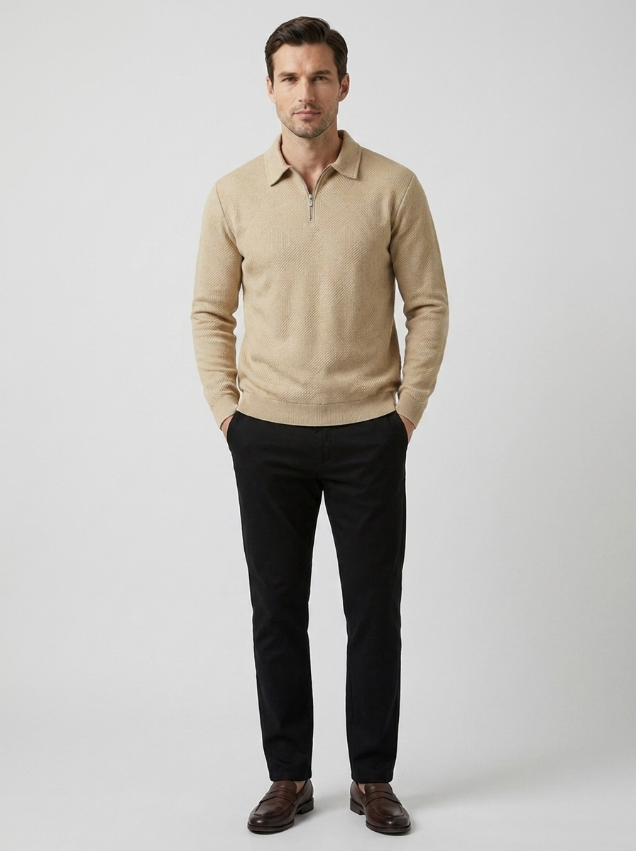 Griffin | Quarter-Zip Knit Sweater with Notched Collar
