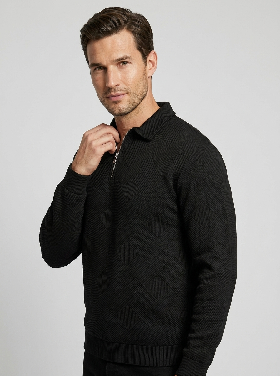 Griffin | Quarter-Zip Knit Sweater with Notched Collar