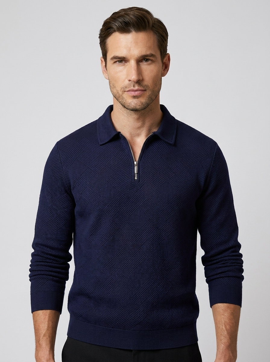 Griffin | Quarter-Zip Knit Sweater with Notched Collar