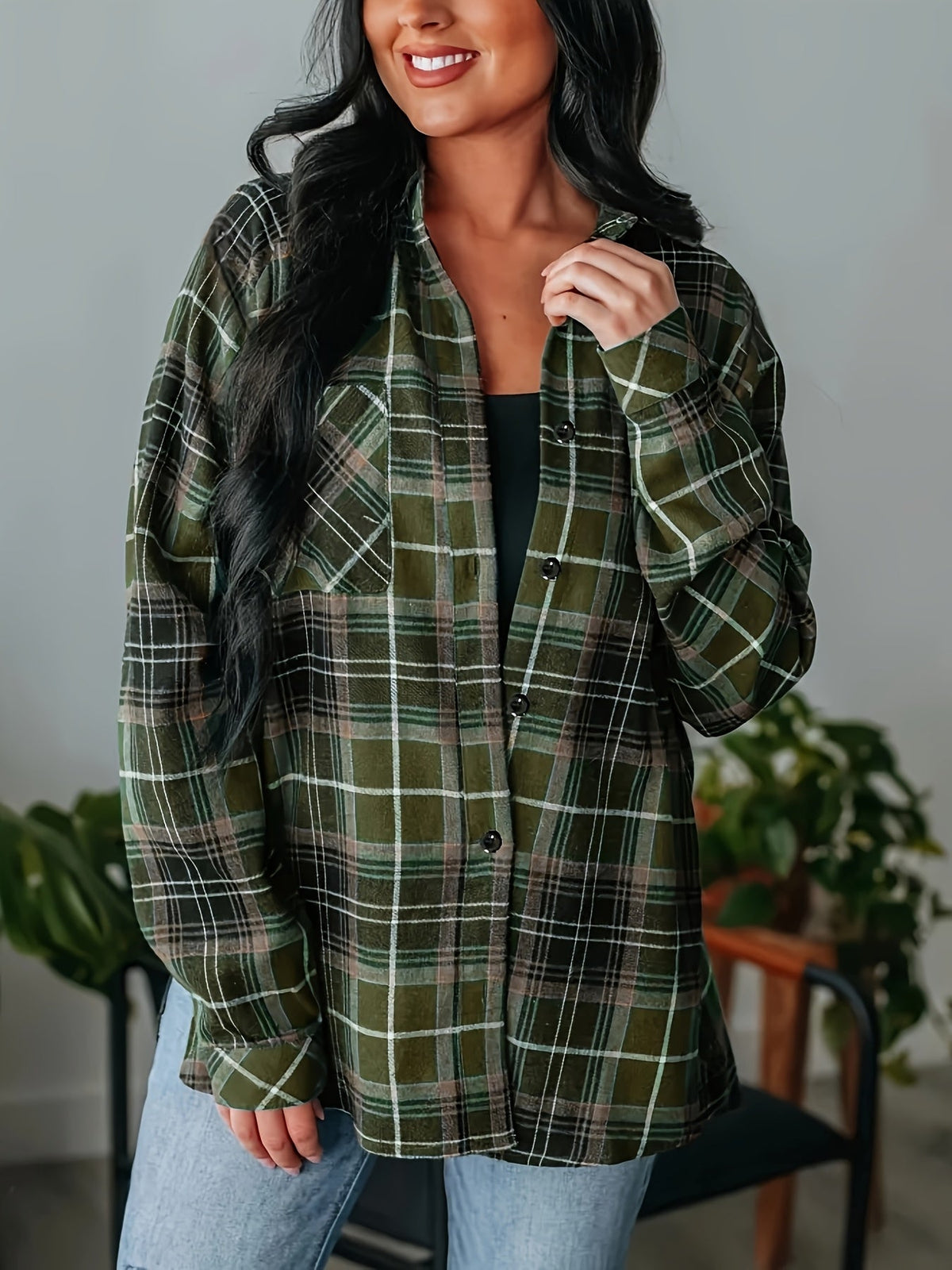Marianne | Plaid Shirt with Flap Chest Pocket