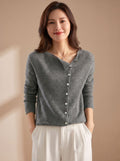Maxine | Hip-Length Cardigan with Diagonal Buttons