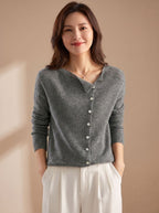 Maxine | Hip-Length Cardigan with Diagonal Buttons