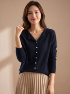 Maxine | Hip-Length Cardigan with Diagonal Buttons