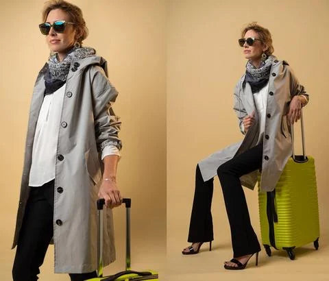 Eva | Hooded Knee-Length Coat with Tie Waist