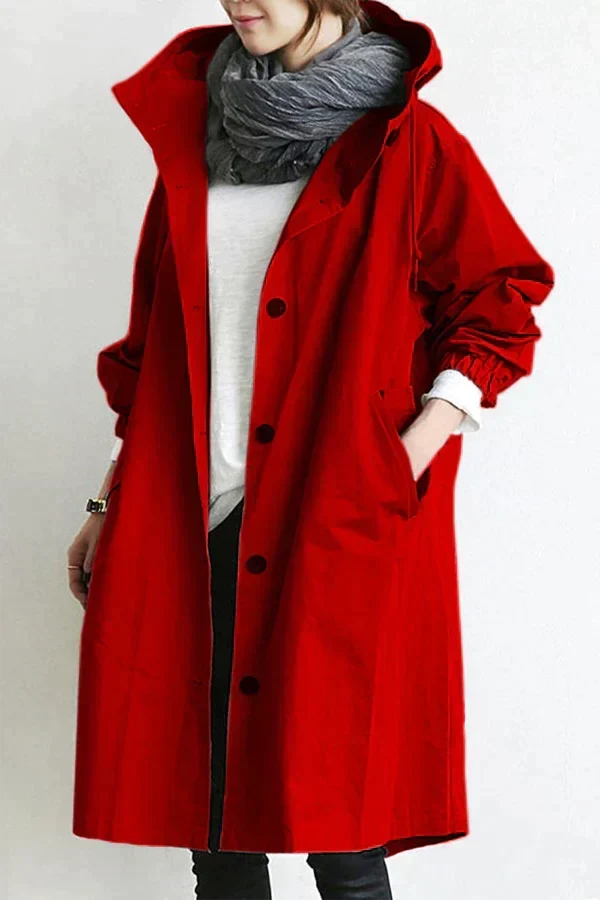 Eva | Hooded Knee-Length Coat with Tie Waist
