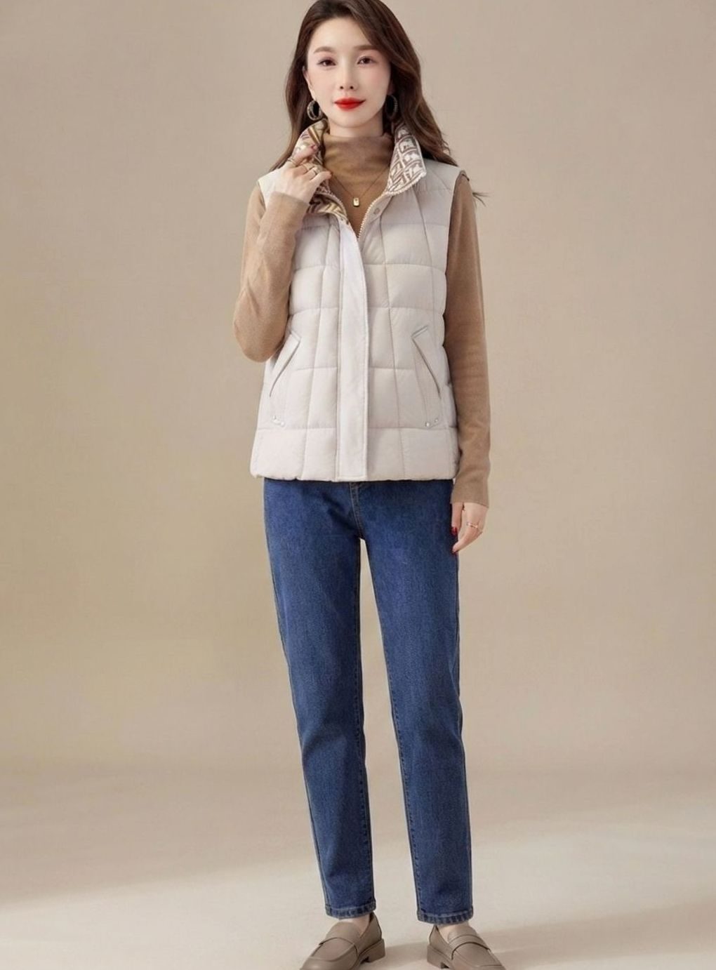 Marlee | Reversible Quilted Vest with High Stand Collar