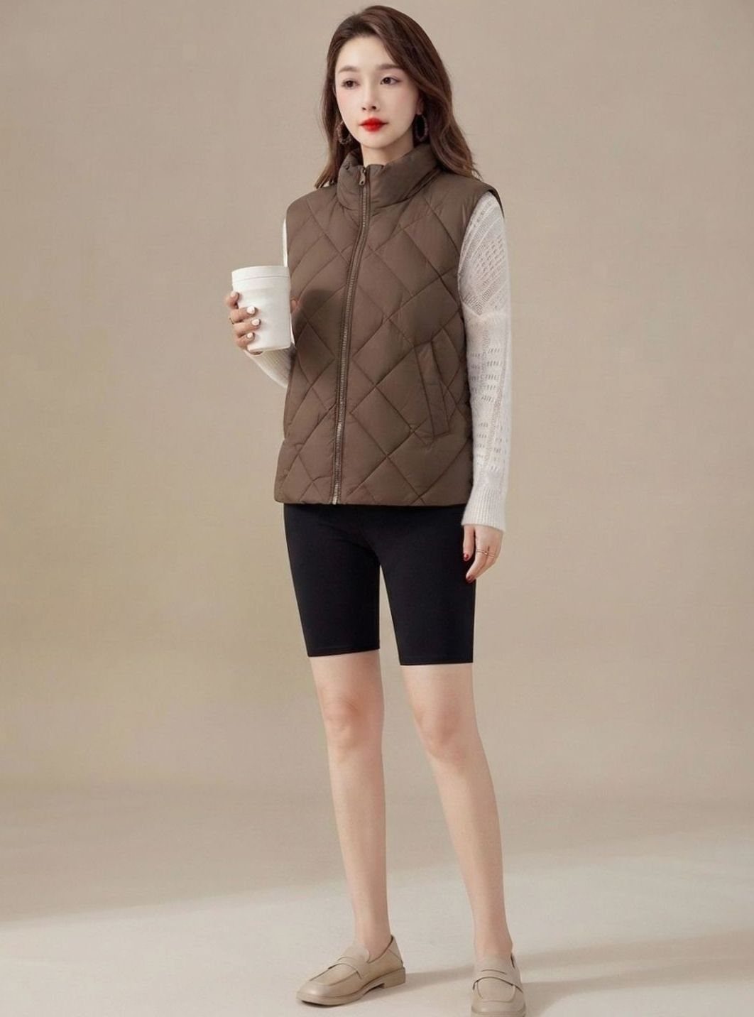 Marlee | Reversible Quilted Vest with High Stand Collar