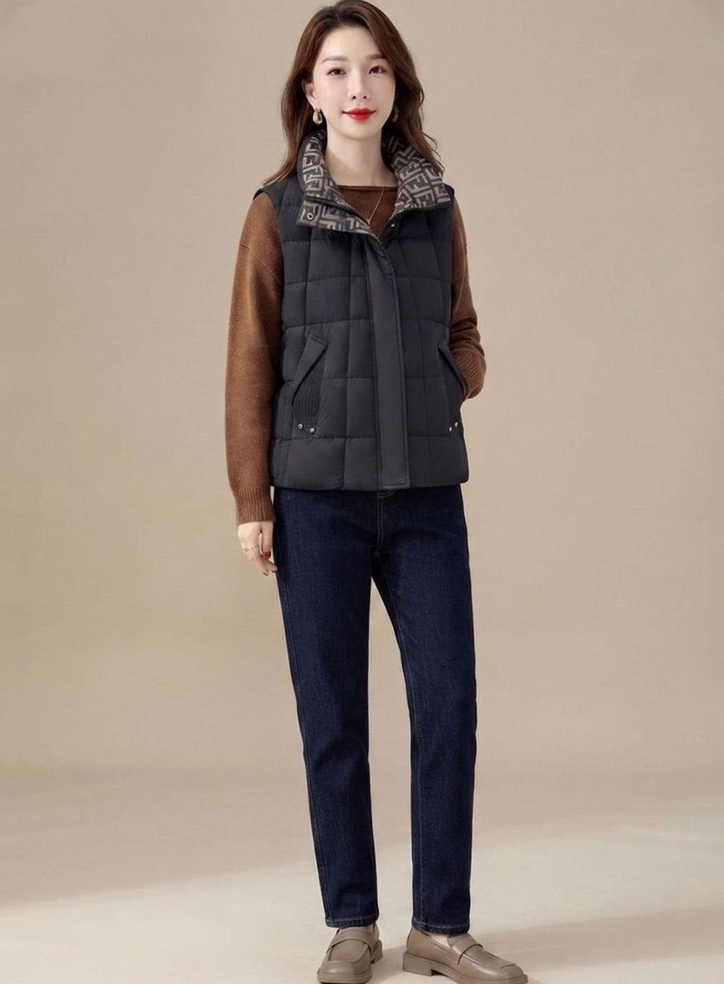 Marlee | Reversible Quilted Vest with High Stand Collar