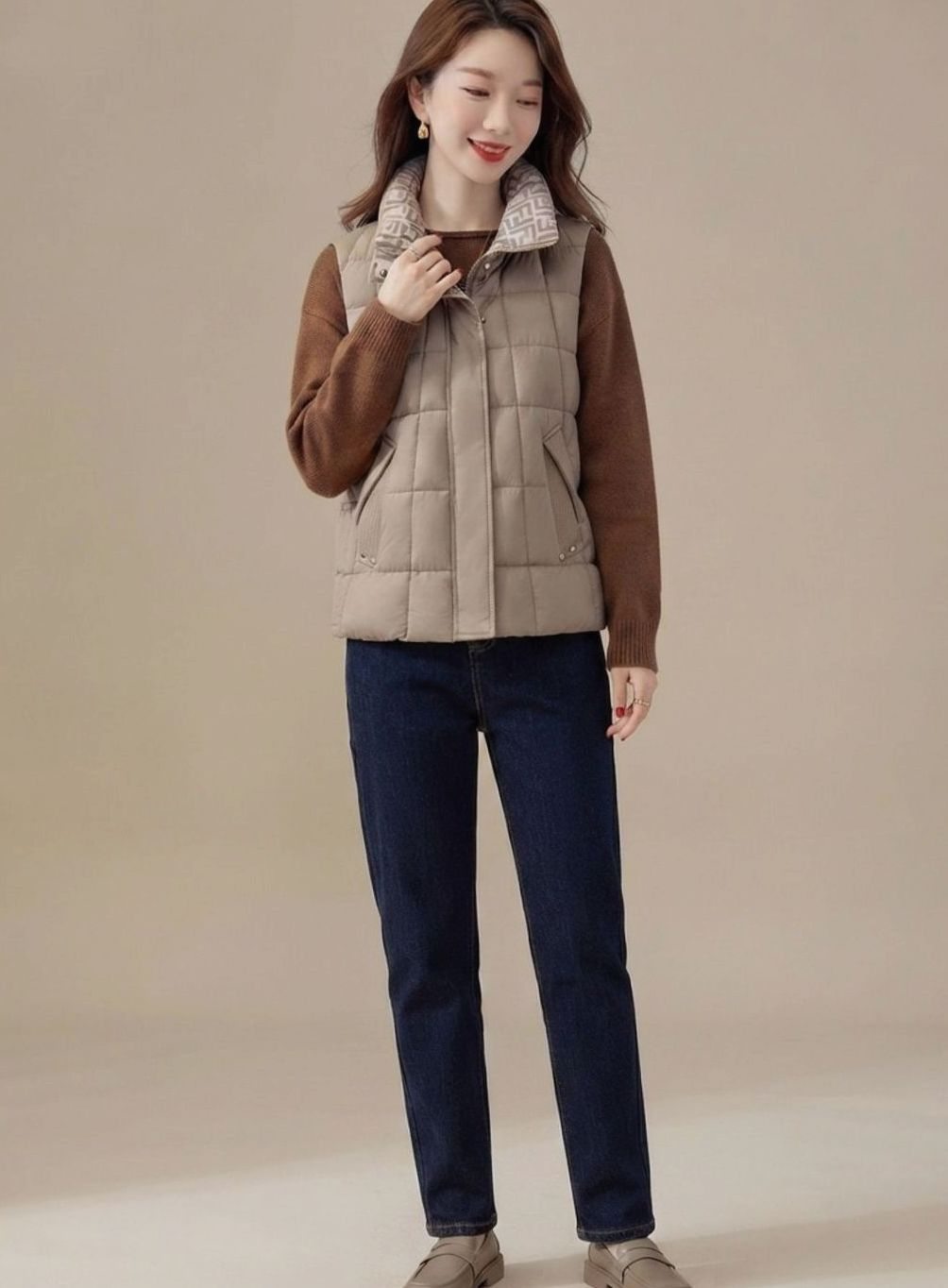 Marlee | Reversible Quilted Vest with High Stand Collar