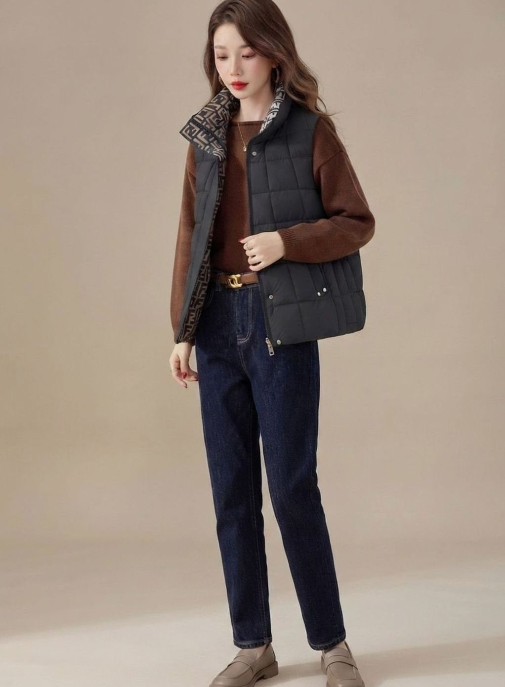 Marlee | Reversible Quilted Vest with High Stand Collar