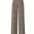 Annabelle | Wide-Leg Plaid Pants with Square Buckle