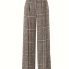 Annabelle | Wide-Leg Plaid Pants with Square Buckle