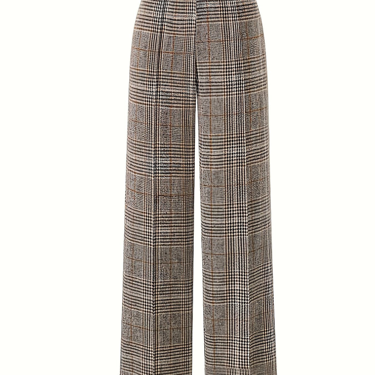 Annabelle | Wide-Leg Plaid Pants with Square Buckle