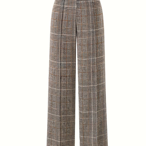 Annabelle | Wide-Leg Plaid Pants with Square Buckle