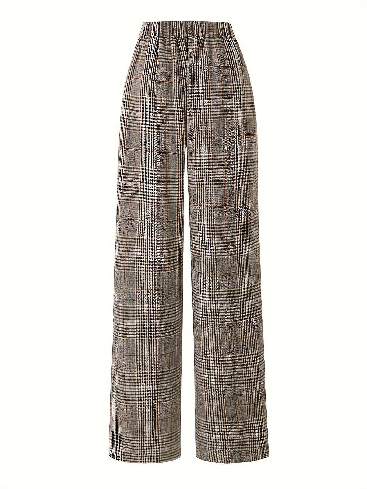 Annabelle | Wide-Leg Plaid Pants with Square Buckle