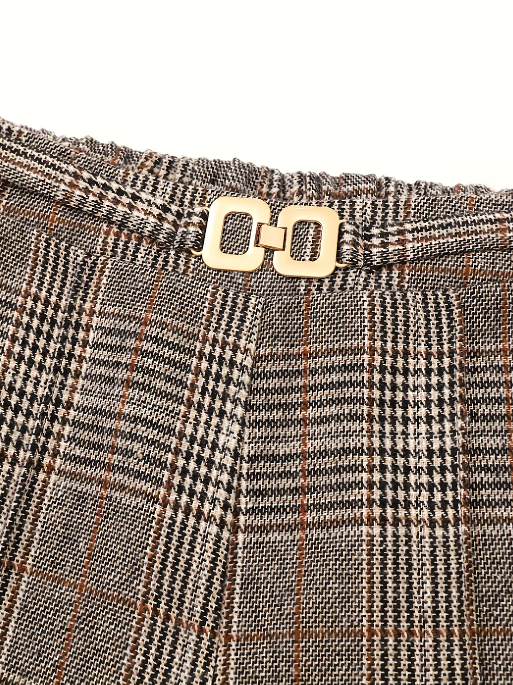 Annabelle | Wide-Leg Plaid Pants with Square Buckle