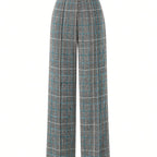 Annabelle | Wide-Leg Plaid Pants with Square Buckle