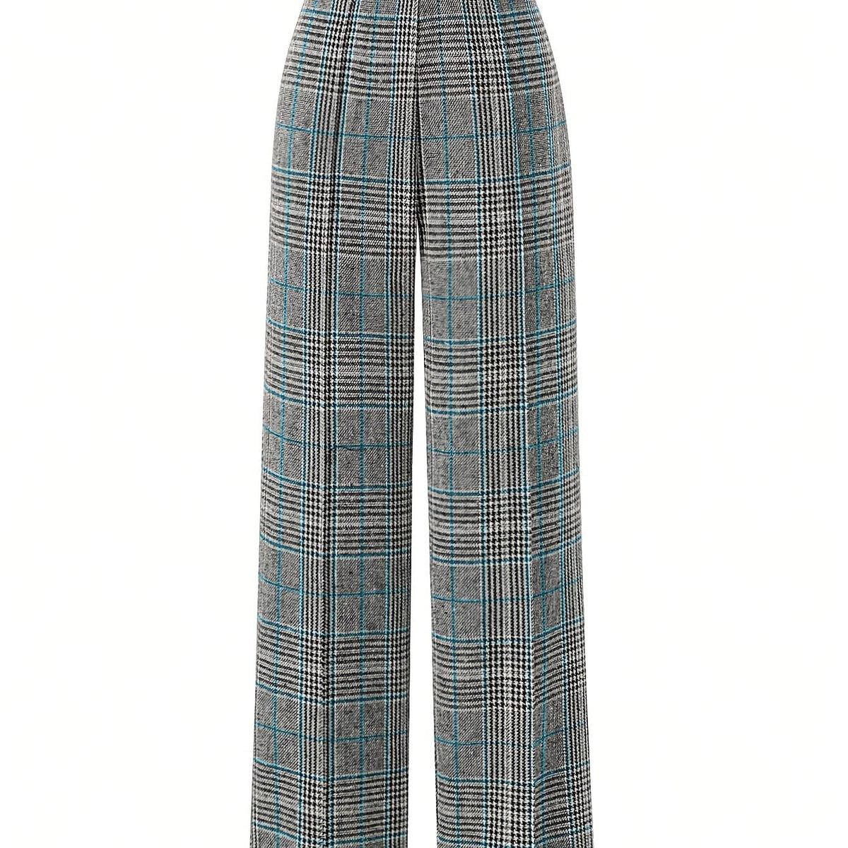 Annabelle | Wide-Leg Plaid Pants with Square Buckle