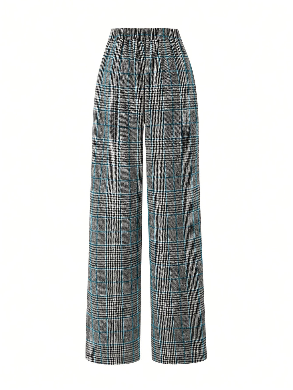 Annabelle | Wide-Leg Plaid Pants with Square Buckle