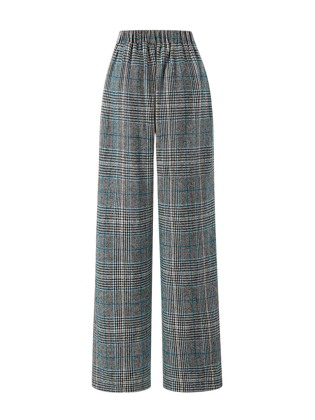 Annabelle | Wide-Leg Plaid Pants with Square Buckle