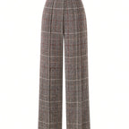 Annabelle | Wide-Leg Plaid Pants with Square Buckle