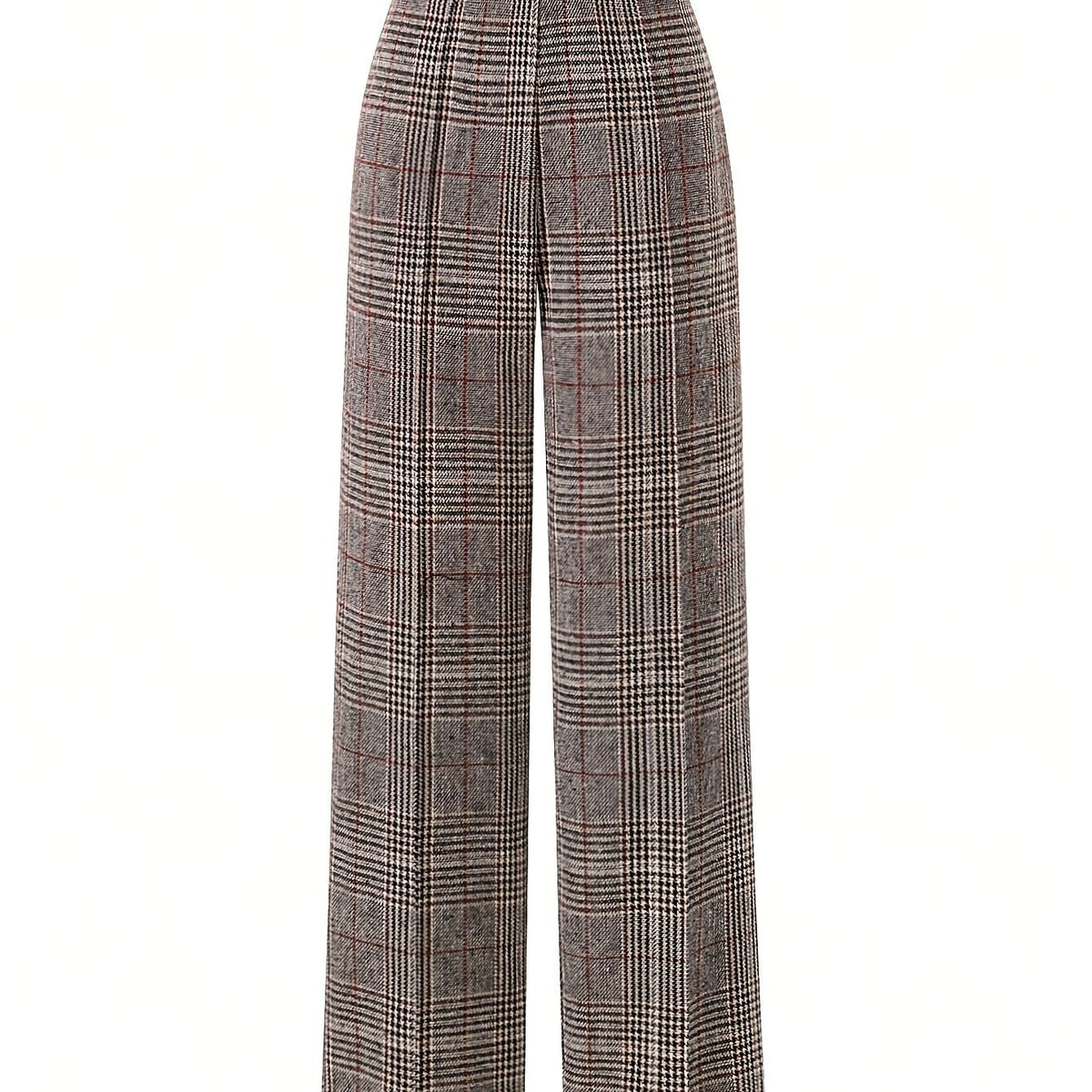 Annabelle | Wide-Leg Plaid Pants with Square Buckle