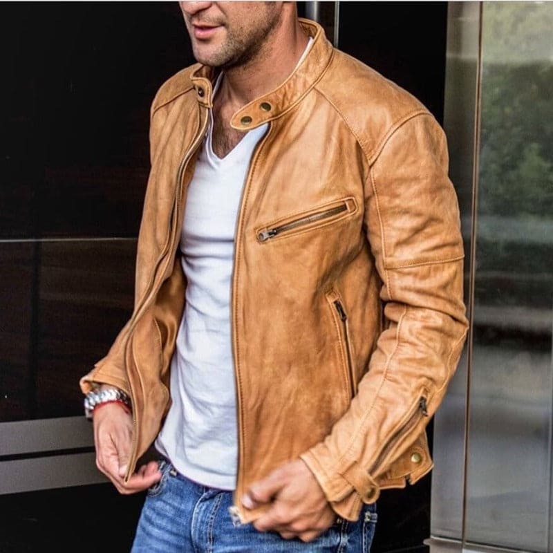Casper | Leather-Look Jacket with Stand Collar