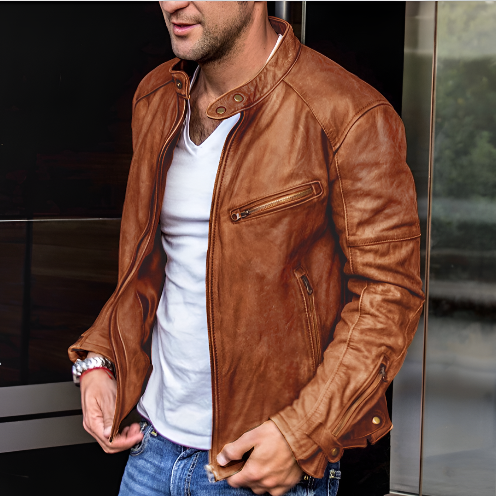 Casper | Leather-Look Jacket with Stand Collar