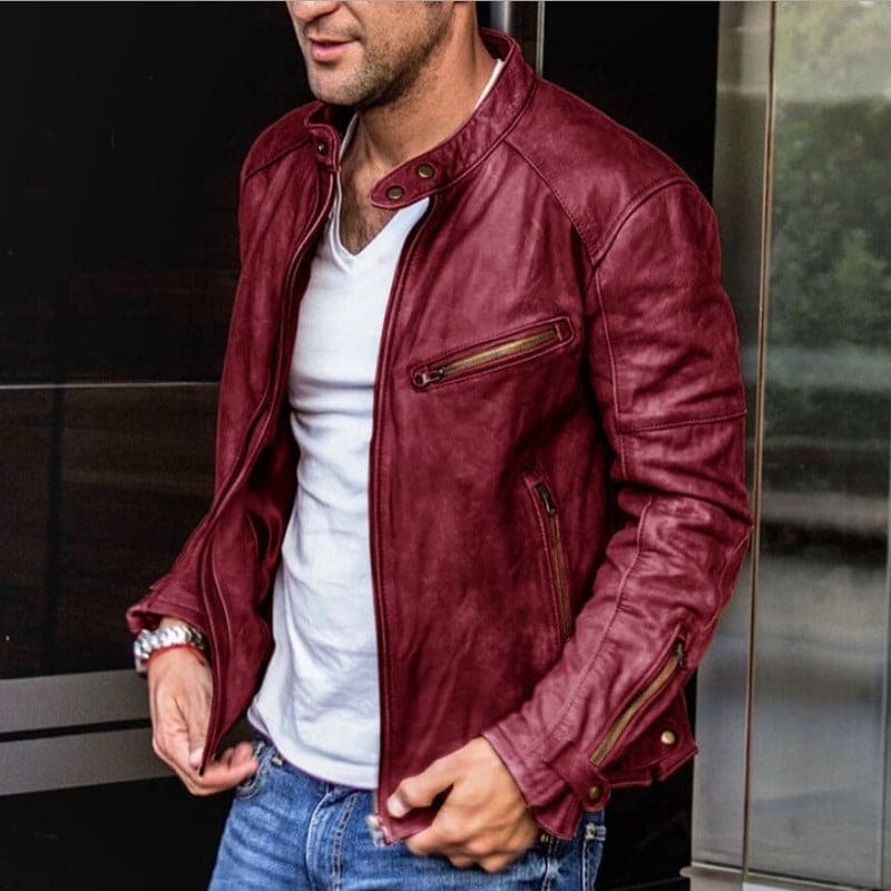 Casper | Leather-Look Jacket with Stand Collar