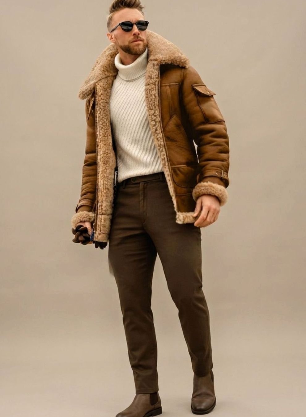 August | Hip-Length Bomber Jacket with Fur Collar
