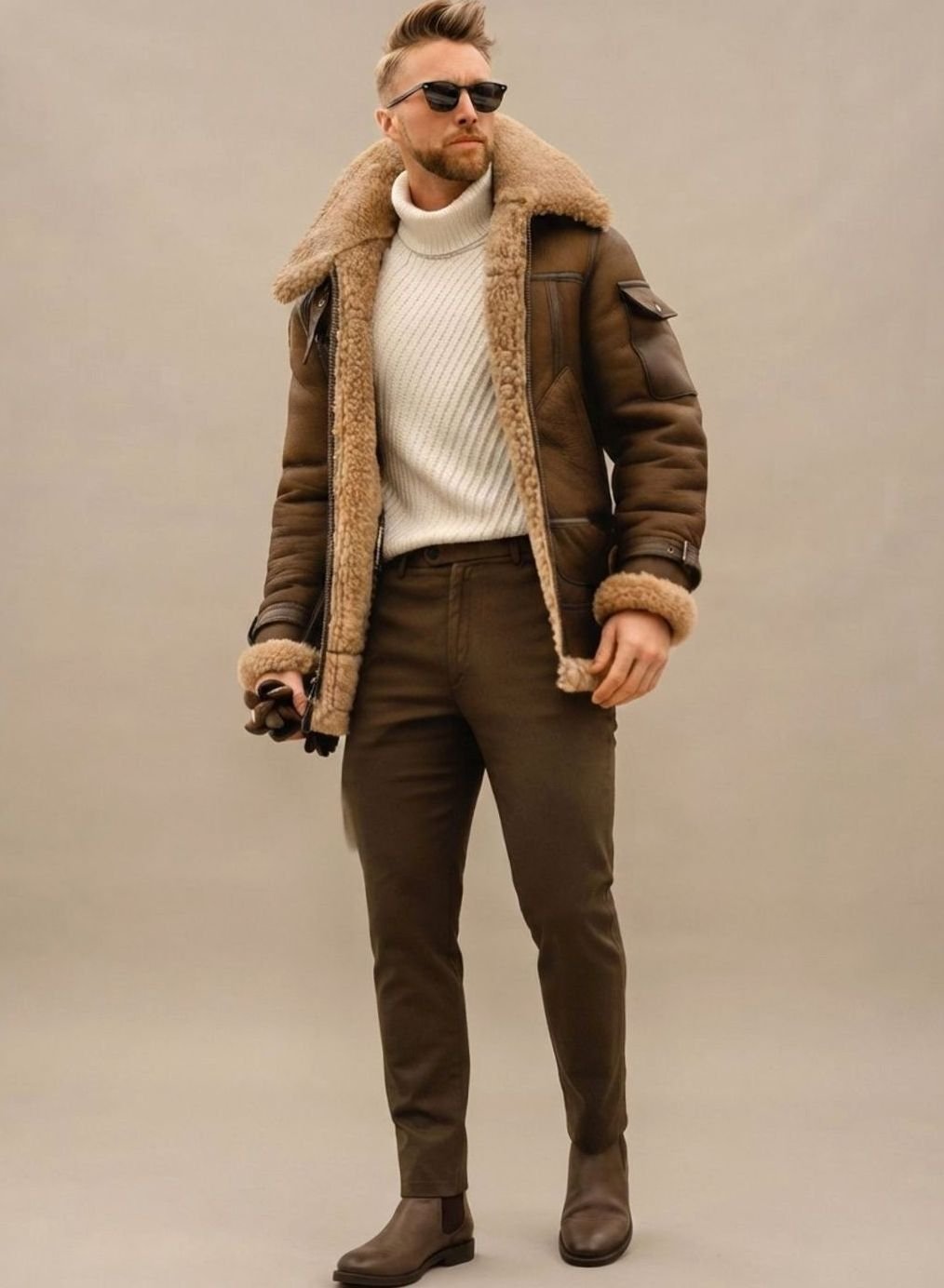 August | Hip-Length Bomber Jacket with Fur Collar