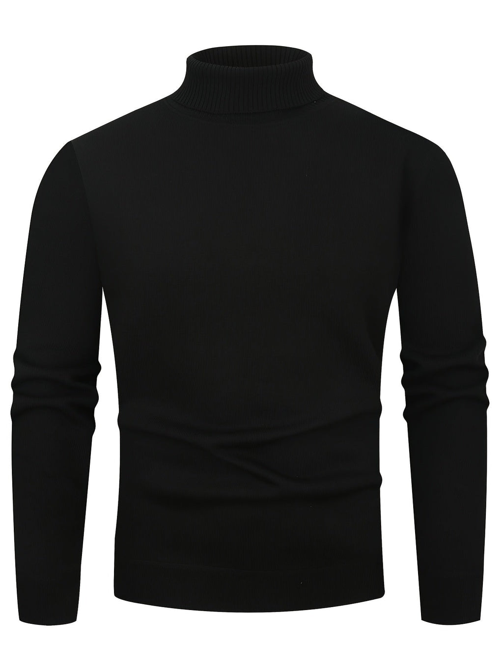 Maxwell højhalset sweater i sort med ribstrikket krave og ribkant nederst