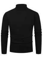 Maxwell højhalset sweater i sort med ribstrikket krave og ribkant nederst