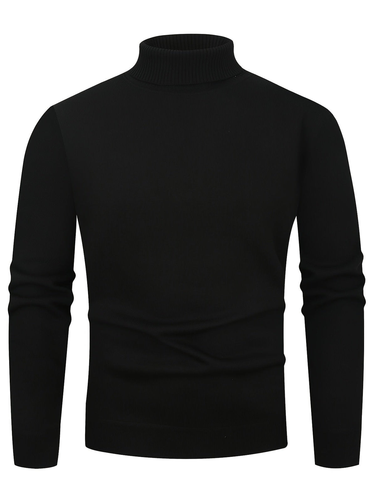 Maxwell højhalset sweater i sort med ribstrikket krave og ribkant nederst