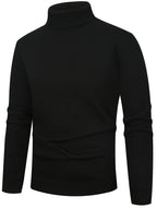 Maxwell højhalset sweater i sort set bagfra med høj ribstrikket hals og manchetter