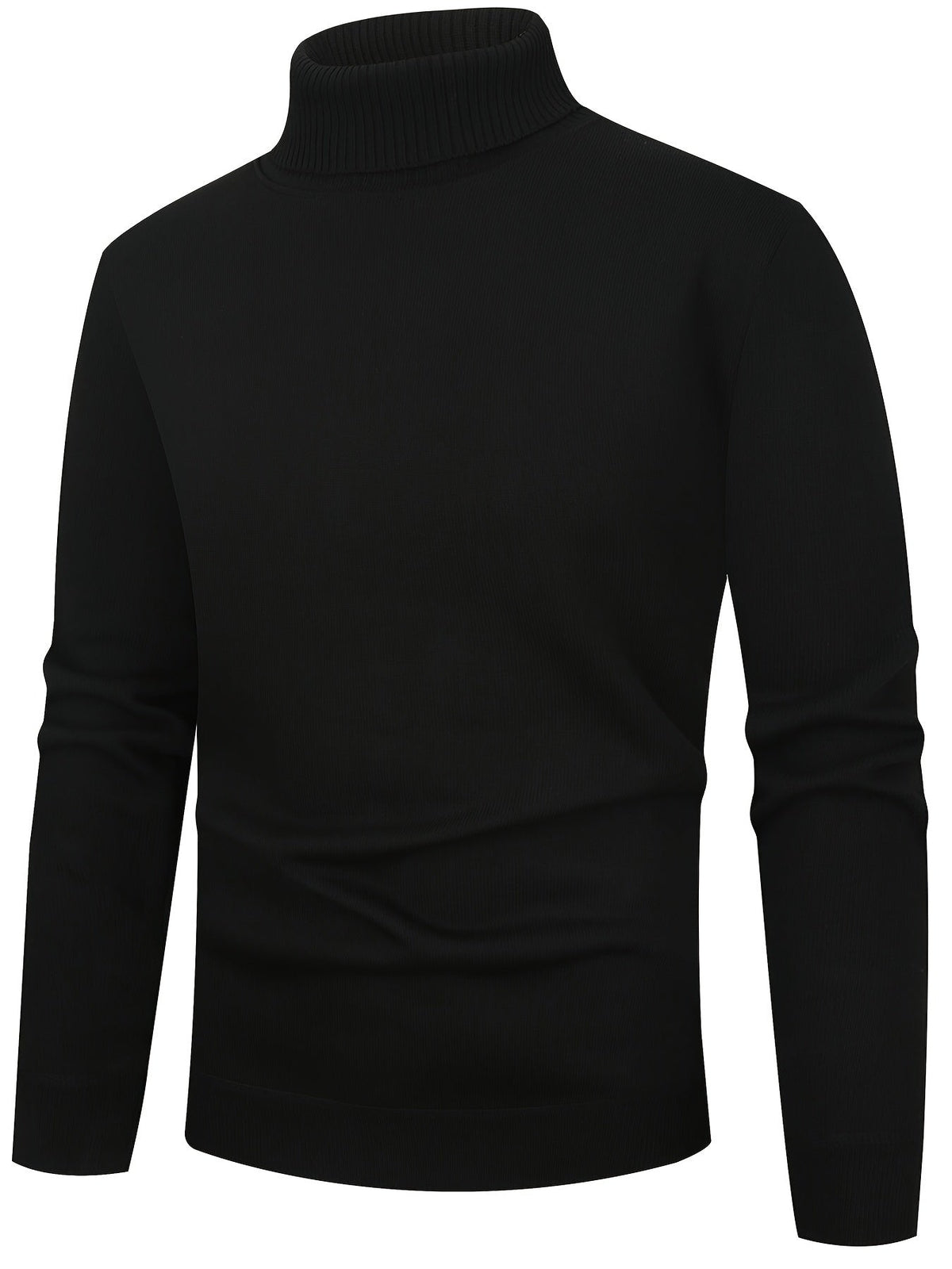 Maxwell højhalset sweater i sort set bagfra med høj ribstrikket hals og manchetter