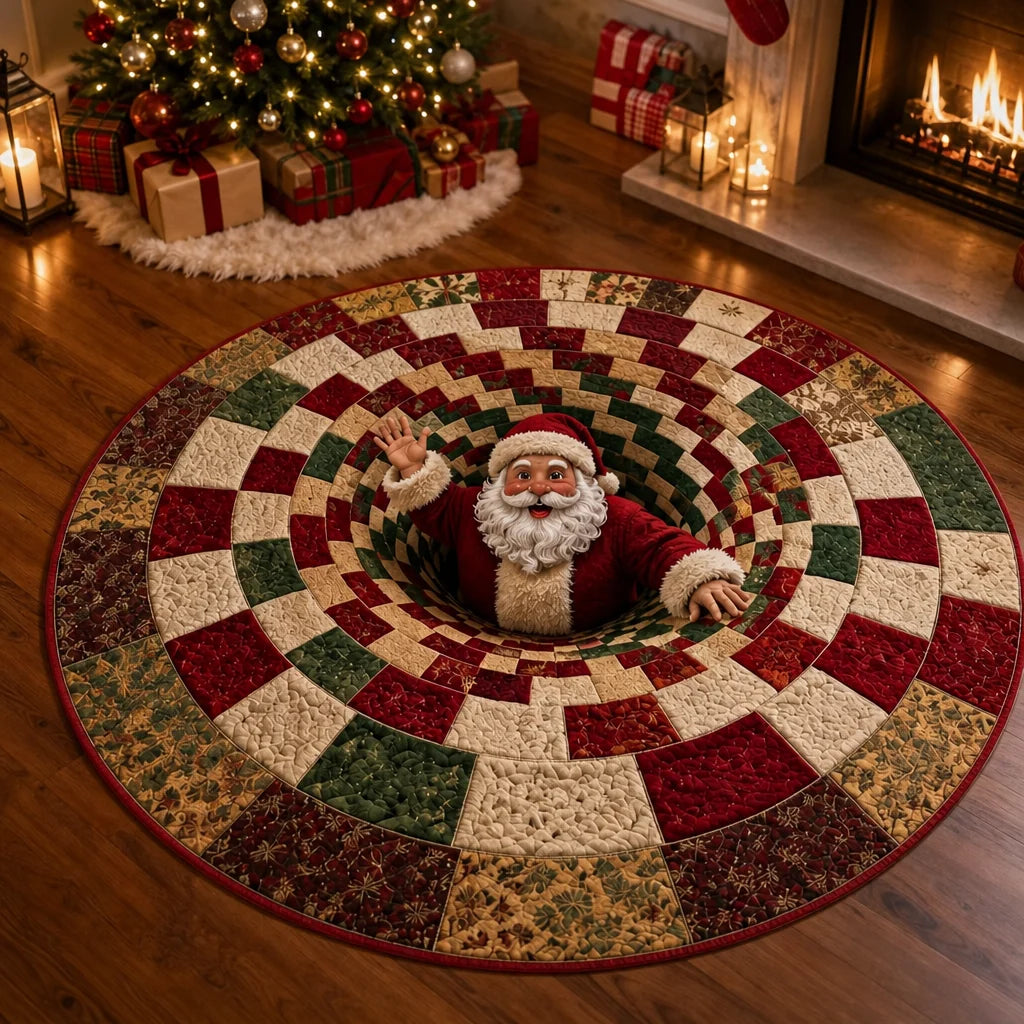 Merry Mirage Christmas Rug | 3D Swirl Quilted Velvet 0
