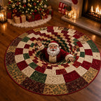 Merry Mirage Christmas Rug | 3D Swirl Quilted Velvet 0