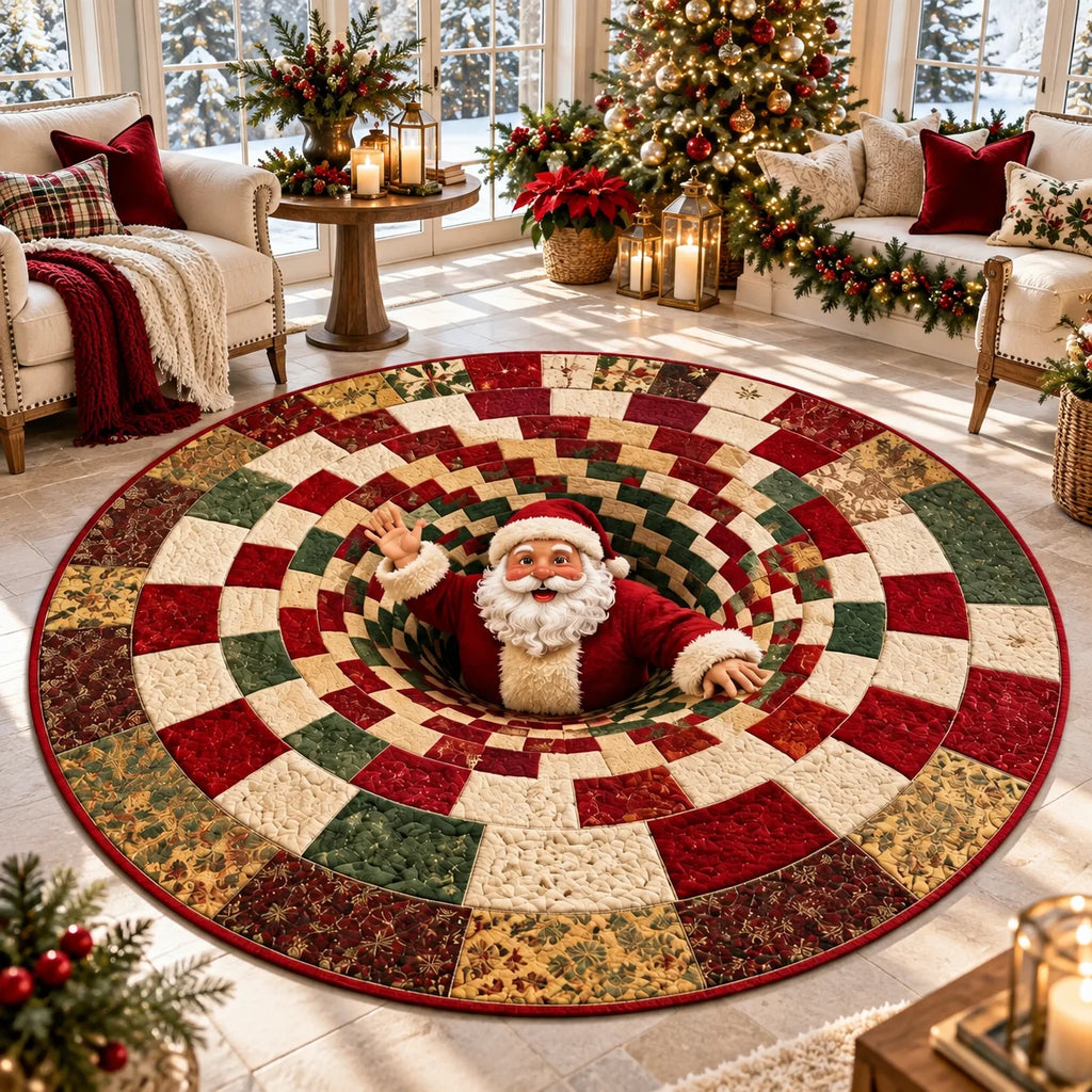 Merry Mirage Christmas Rug | 3D Swirl Quilted Velvet 1